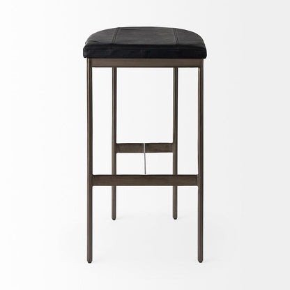 Mercana - Millie 16.75L x 17.75W x 30.25H Black Leather Seat W/ Metal Frame Bar Stool - 69387 view 2