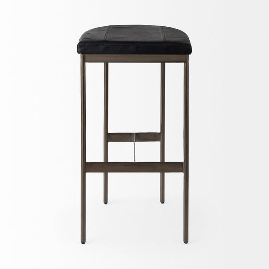 Mercana - Millie 16.75L x 17.75W x 30.25H Black Leather Seat W/ Metal Frame Bar Stool - 69387 view 2