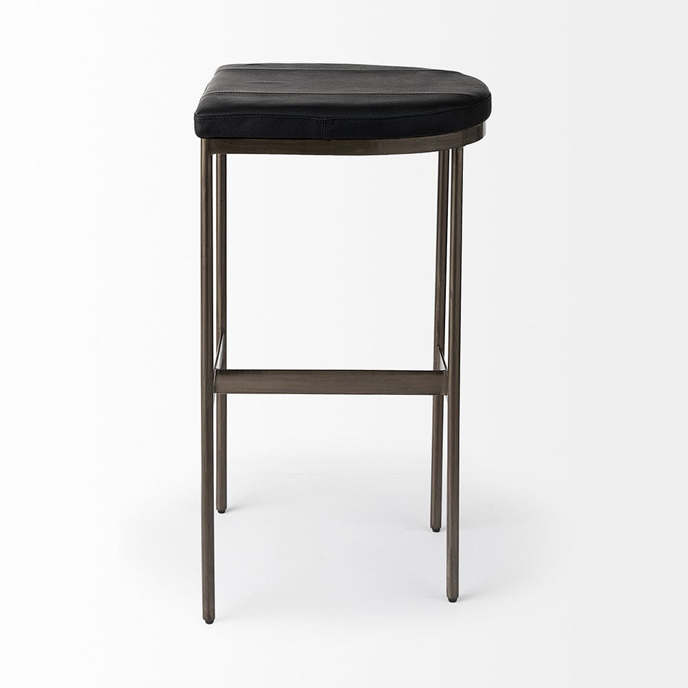 Mercana - Millie 16.75L x 17.75W x 30.25H Black Leather Seat W/ Metal Frame Bar Stool - 69387 view 3