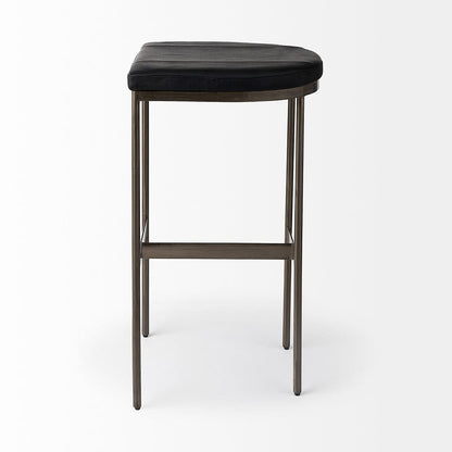 Mercana - Millie 16.75L x 17.75W x 30.25H Black Leather Seat W/ Metal Frame Bar Stool - 69387 view 3