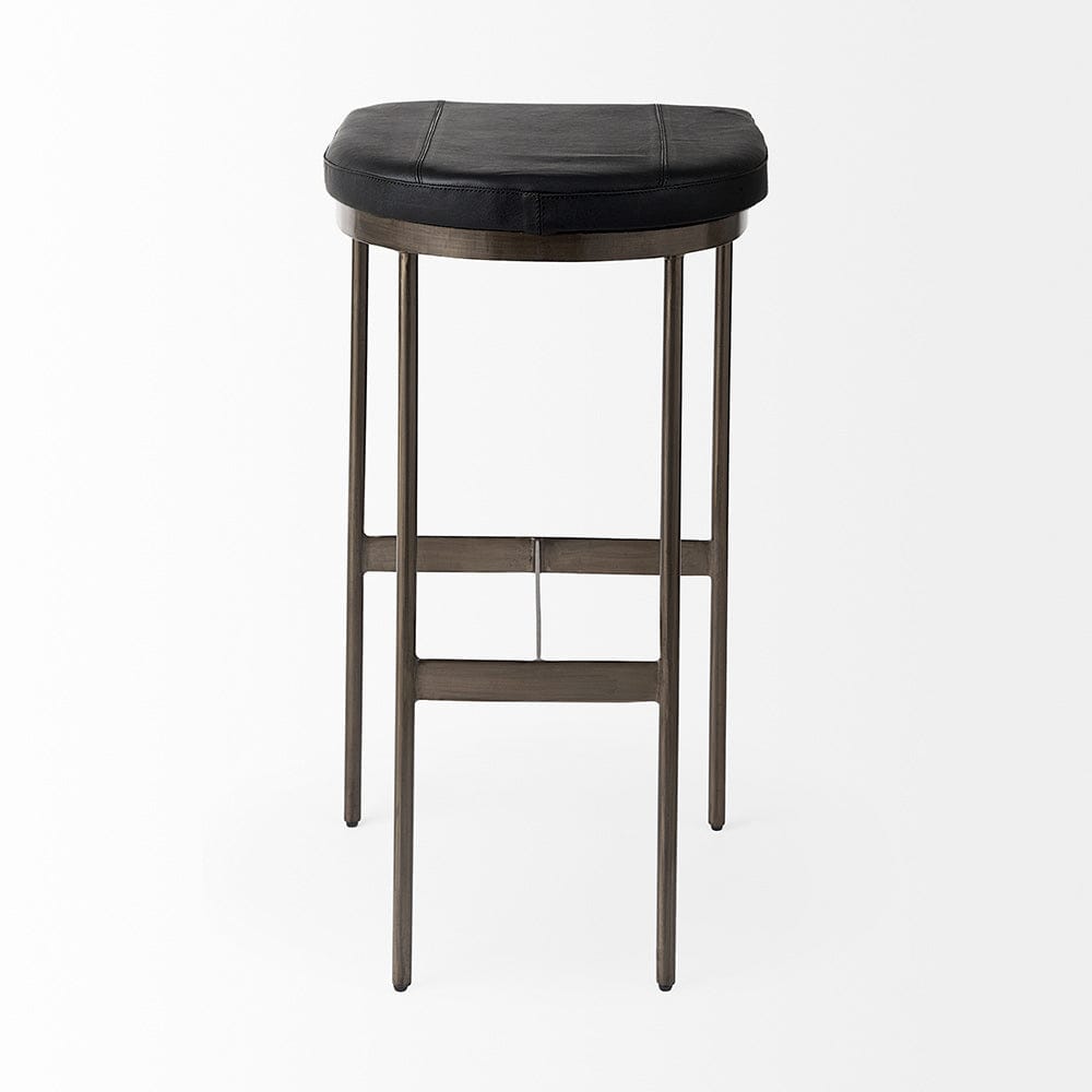 Mercana - Millie 16.75L x 17.75W x 30.25H Black Leather Seat W/ Metal Frame Bar Stool - 69387 view 4