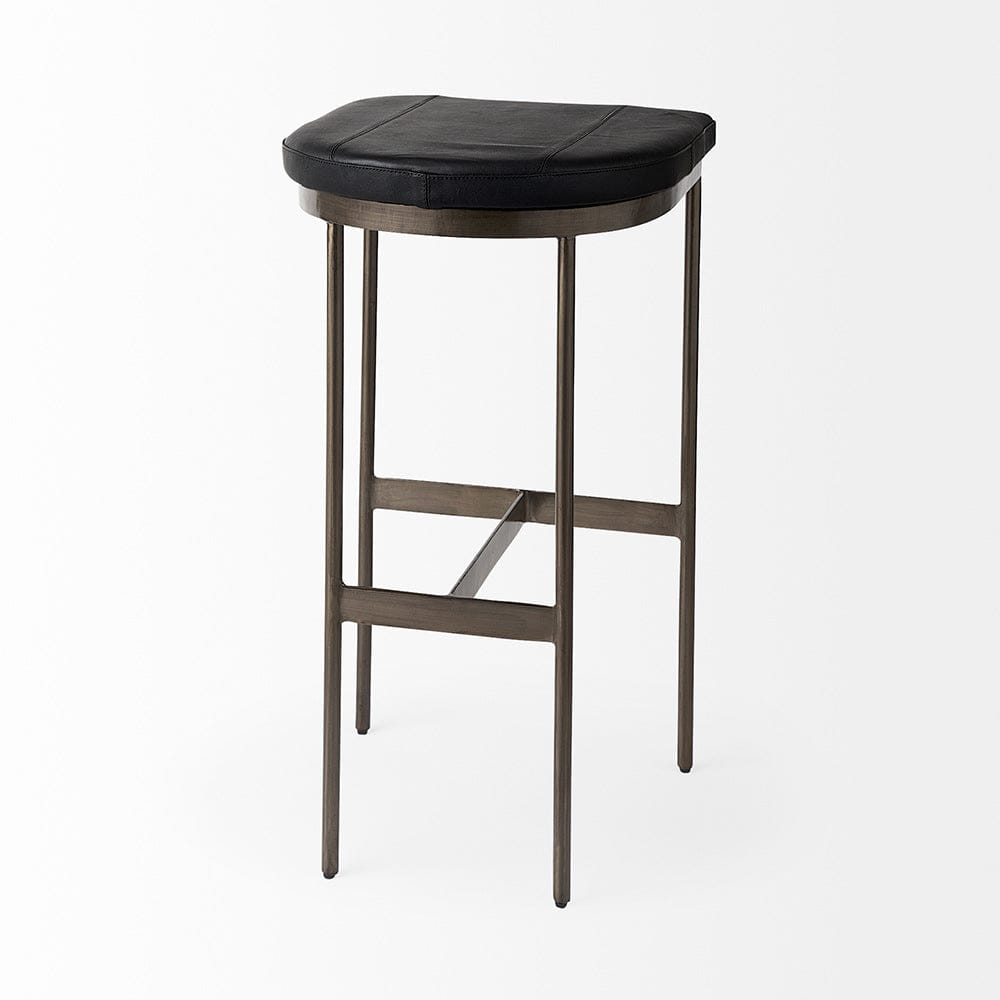 Mercana - Millie 16.75L x 17.75W x 30.25H Black Leather Seat W/ Metal Frame Bar Stool - 69387 view 5