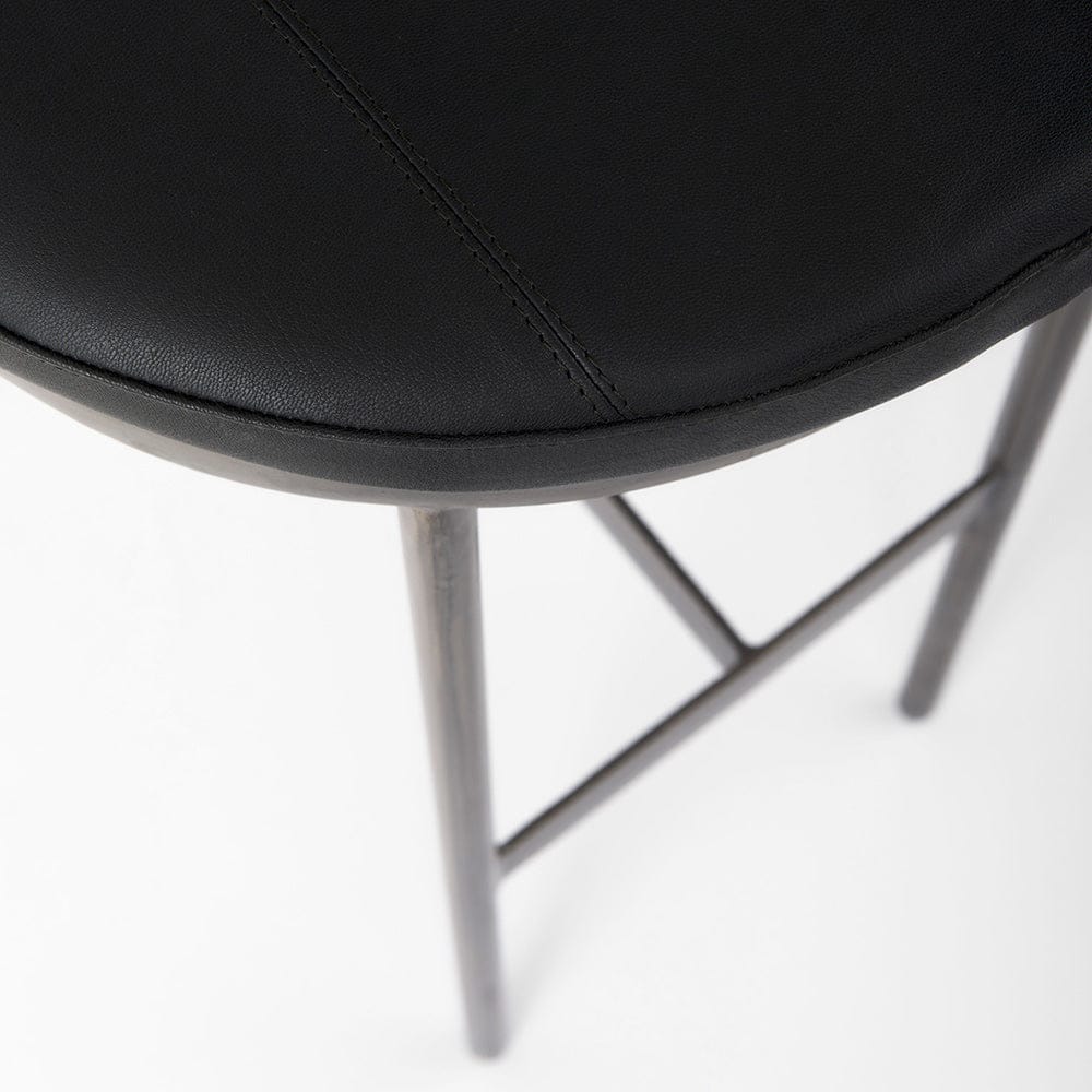 Mercana - Millie 16.75L x 17.75W x 30.25H Black Leather Seat W/ Metal Frame Bar Stool - 69387 view 7