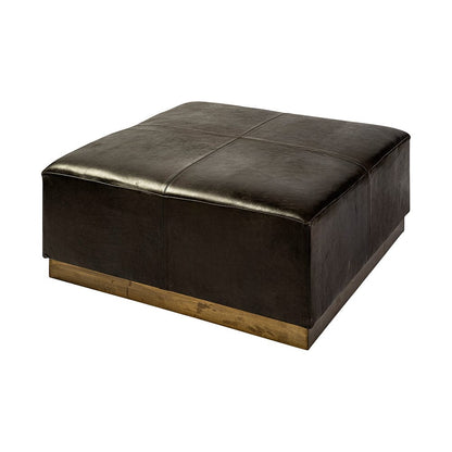 Mercana - Minara 36" Square Black Leather Wrapped w/Metal Base Ottoman - 69059 view 1