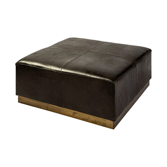Mercana - Minara 36" Square Black Leather Wrapped w/Metal Base Ottoman - 69059 view 1