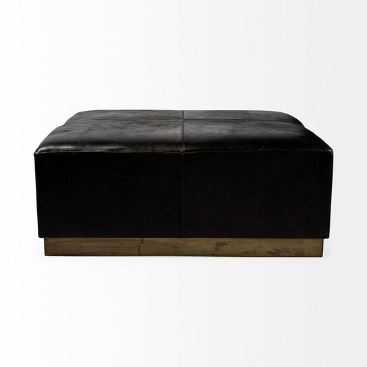 Mercana - Minara 36" Square Black Leather Wrapped w/Metal Base Ottoman - 69059 view 2