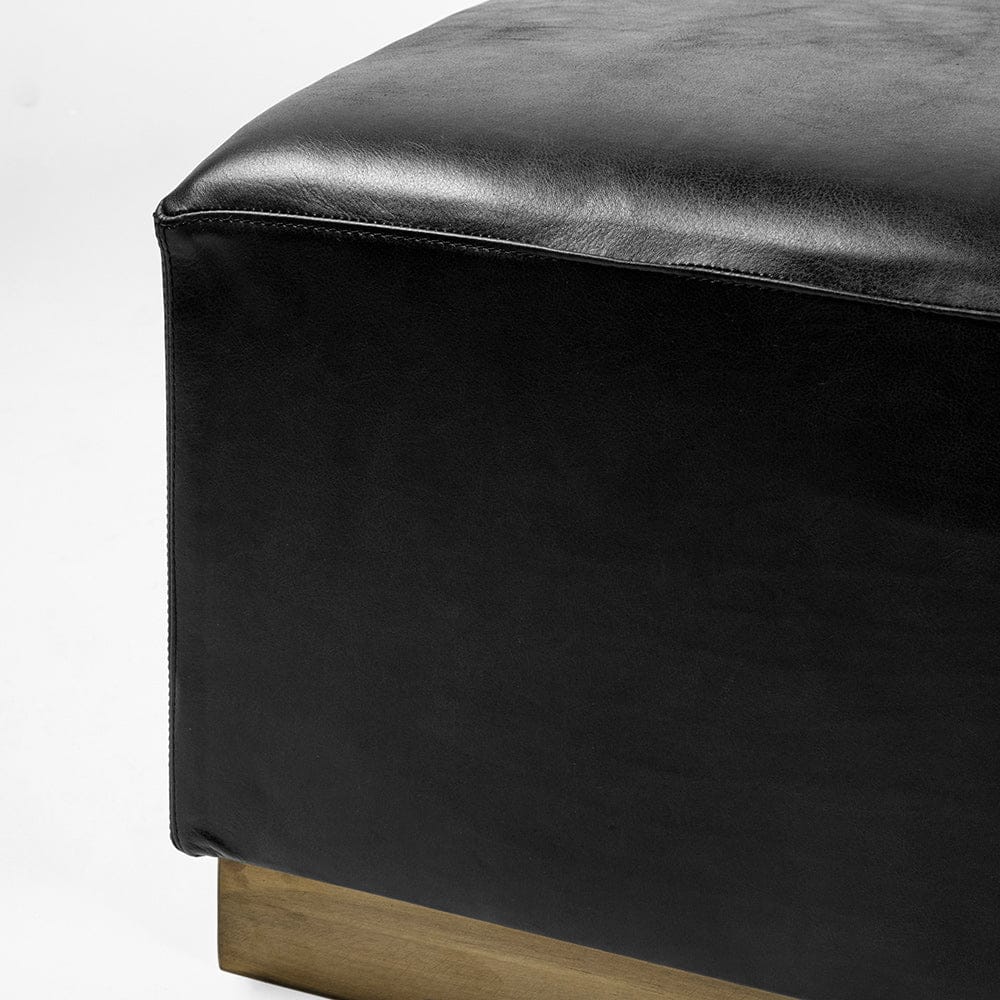 Mercana - Minara 36" Square Black Leather Wrapped w/Metal Base Ottoman - 69059 view 4