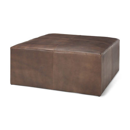 Mercana - Minara 36" Square Brown Leather Wrapped w/Wood Base Ottoman - 69058 view 1