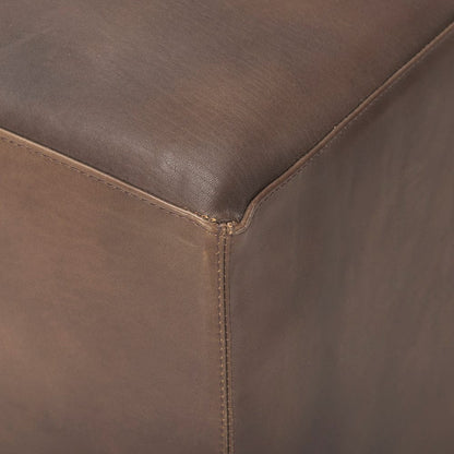 Mercana - Minara 36" Square Brown Leather Wrapped w/Wood Base Ottoman - 69058 view 2