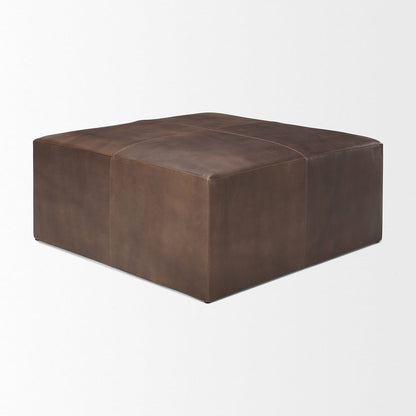 Mercana - Minara 36" Square Brown Leather Wrapped w/Wood Base Ottoman - 69058 view 3