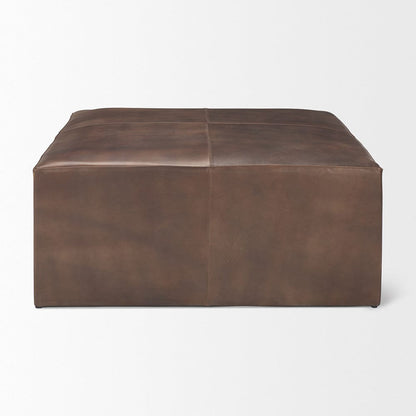 Mercana - Minara 36" Square Brown Leather Wrapped w/Wood Base Ottoman - 69058 view 4