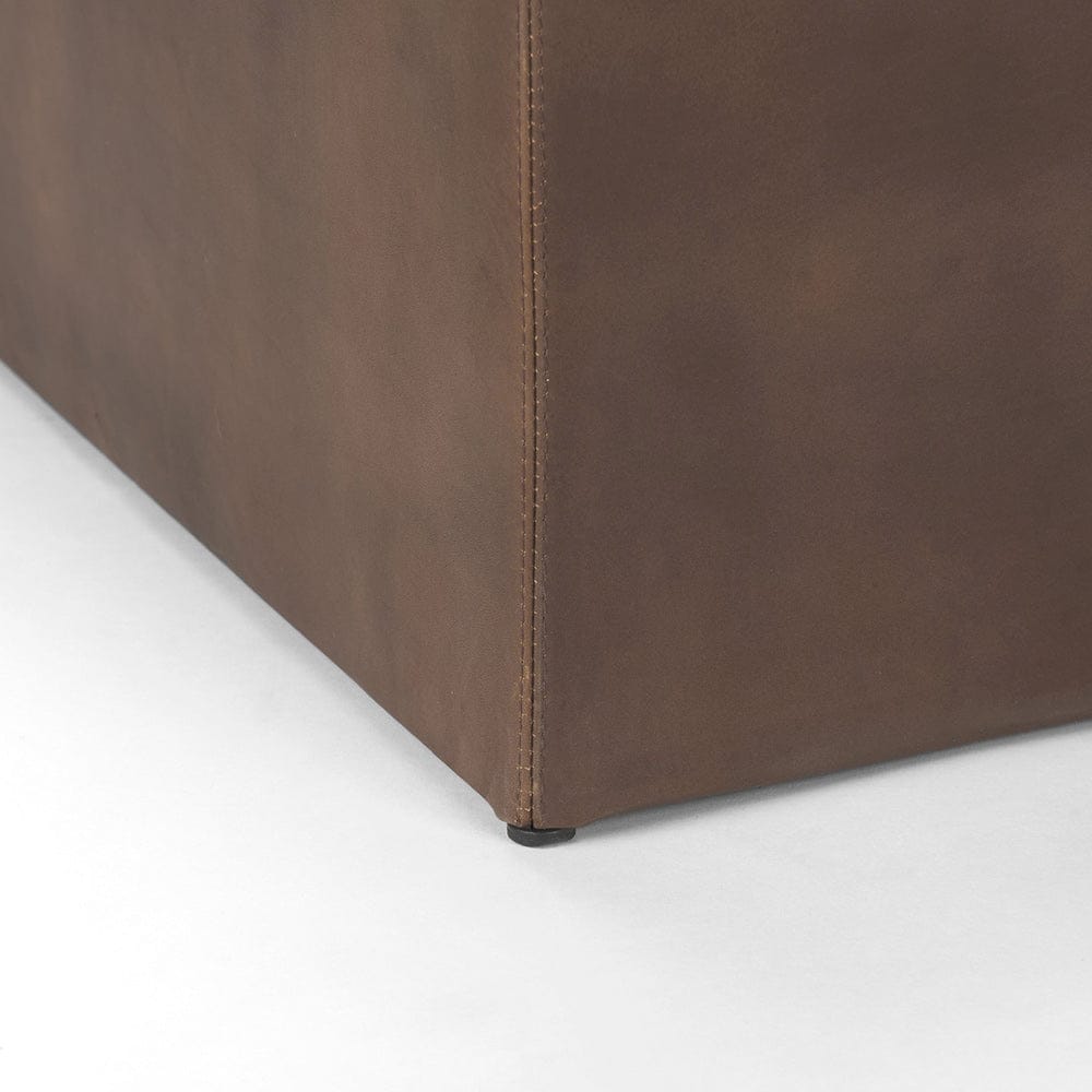 Mercana - Minara 36" Square Brown Leather Wrapped w/Wood Base Ottoman - 69058 view 7
