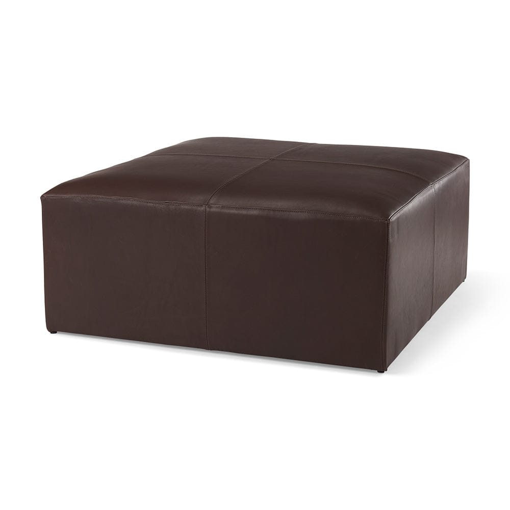 Mercana - Minara 36L x 36W x 16H Square Dark Brown Leather Wrapped Ottoman - 70051_CLOSEOUT view 1