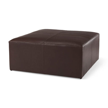 Mercana - Minara 36L x 36W x 16H Square Dark Brown Leather Wrapped Ottoman - 70051_CLOSEOUT view 1