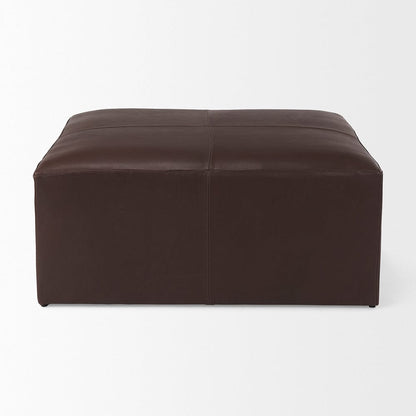 Mercana - Minara 36L x 36W x 16H Square Dark Brown Leather Wrapped Ottoman - 70051_CLOSEOUT view 2