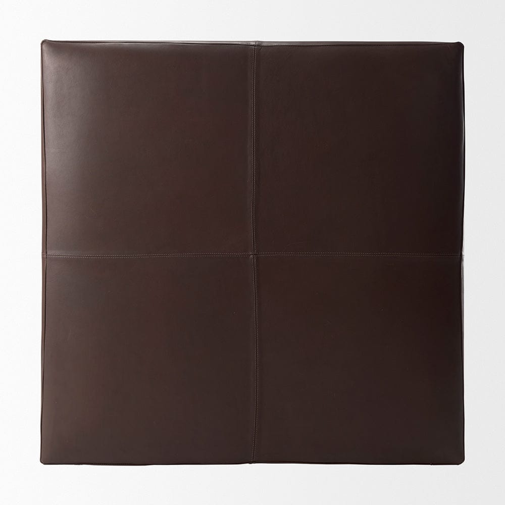 Mercana - Minara 36L x 36W x 16H Square Dark Brown Leather Wrapped Ottoman - 70051_CLOSEOUT view 4