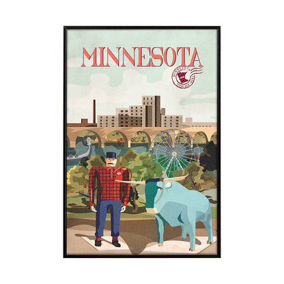 Mercana - Minnesota Go USA SM by Mercana Studio a Hand Embellished Decograph Framed Art Print - 14005 view 1