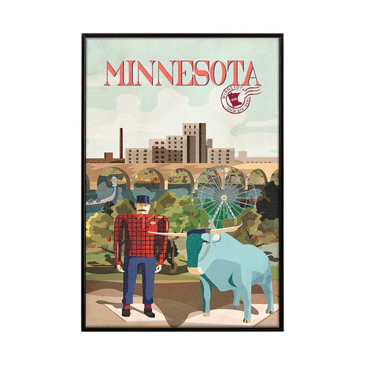 Mercana - Minnesota Go USA SM by Mercana Studio a Hand Embellished Decograph Framed Art Print - 14005 view 1