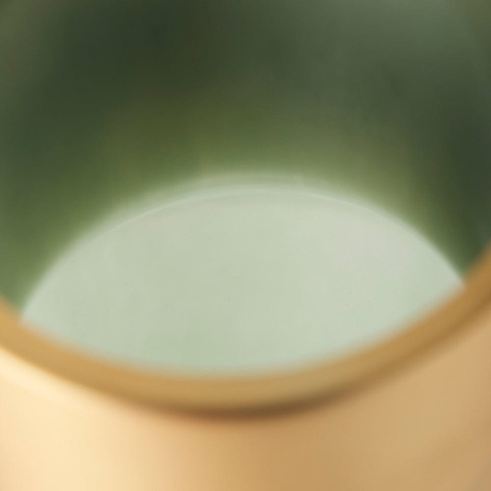 Mercana - Minty 5.7L x 5.7W x 16.8H Green Glass Vase W/Matte Gold Metal Neck Cuff - 69553 view 5