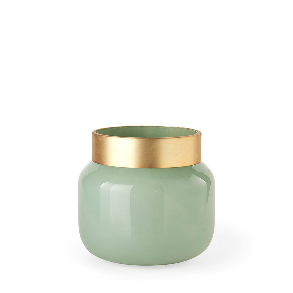 Mercana - Minty 9.9L x 9.9W x 9.6H Green Glass Vase W/Matte Gold Metal Neck Cuff - 69551 view 1
