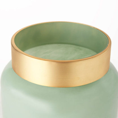 Mercana - Minty 9.9L x 9.9W x 9.6H Green Glass Vase W/Matte Gold Metal Neck Cuff - 69551 view 4