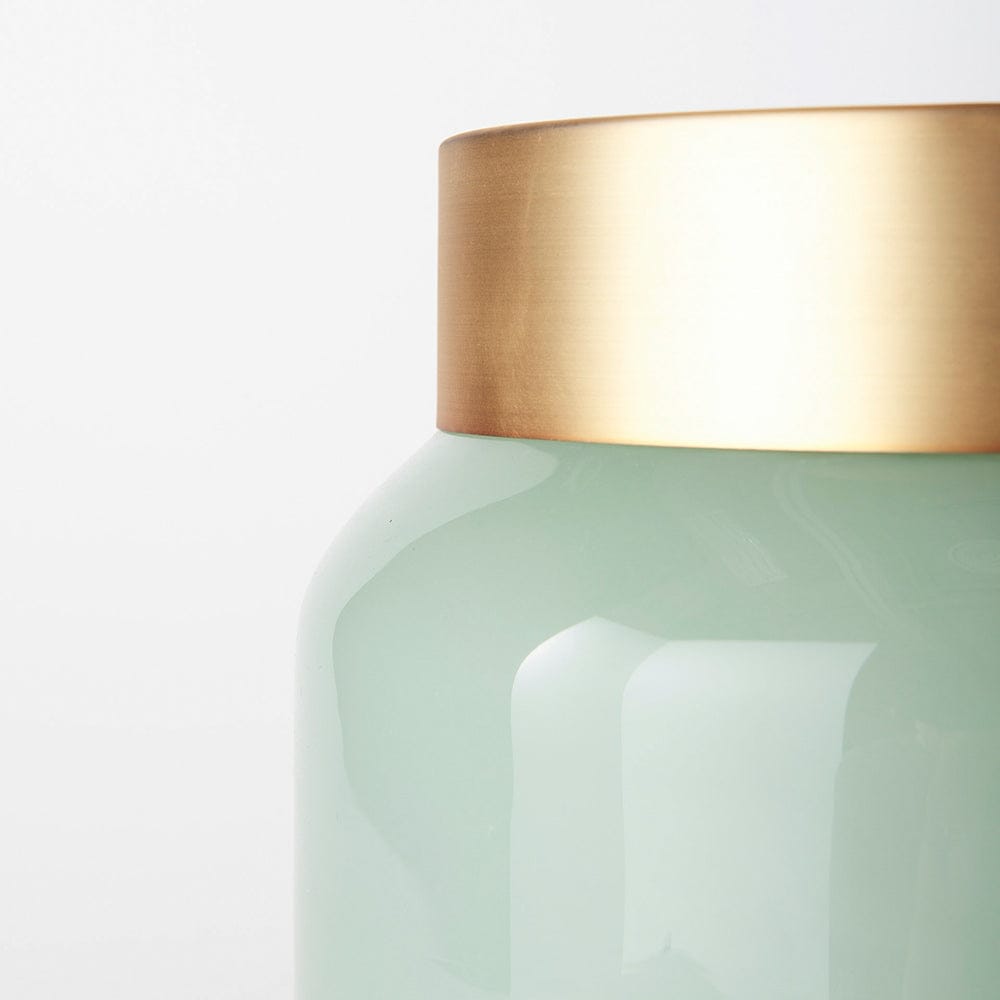 Mercana - Minty 9.9L x 9.9W x 9.6H Green Glass Vase W/Matte Gold Metal Neck Cuff - 69551 view 6