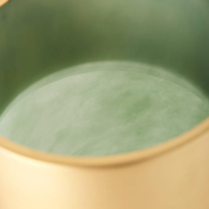 Mercana - Minty Medium 8.7L x 8.7W x 12.4H Green Glass Vase W/Matte Gold Metal Neck Cuff - 69552 view 5