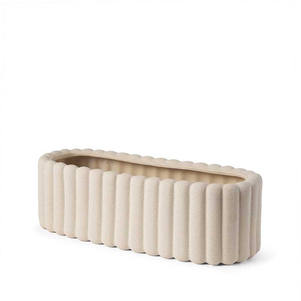 Mercana - Mira Wide Textured Blush Beige Fluted Ceramic Vase - 70965 view 1