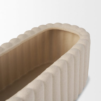 Mercana - Mira Wide Textured Blush Beige Fluted Ceramic Vase - 70965 view 5