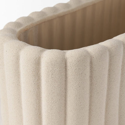 Mercana - Mira Wide Textured Blush Beige Fluted Ceramic Vase - 70965 view 6