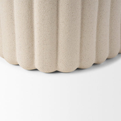 Mercana - Mira Wide Textured Blush Beige Fluted Ceramic Vase - 70965 view 7