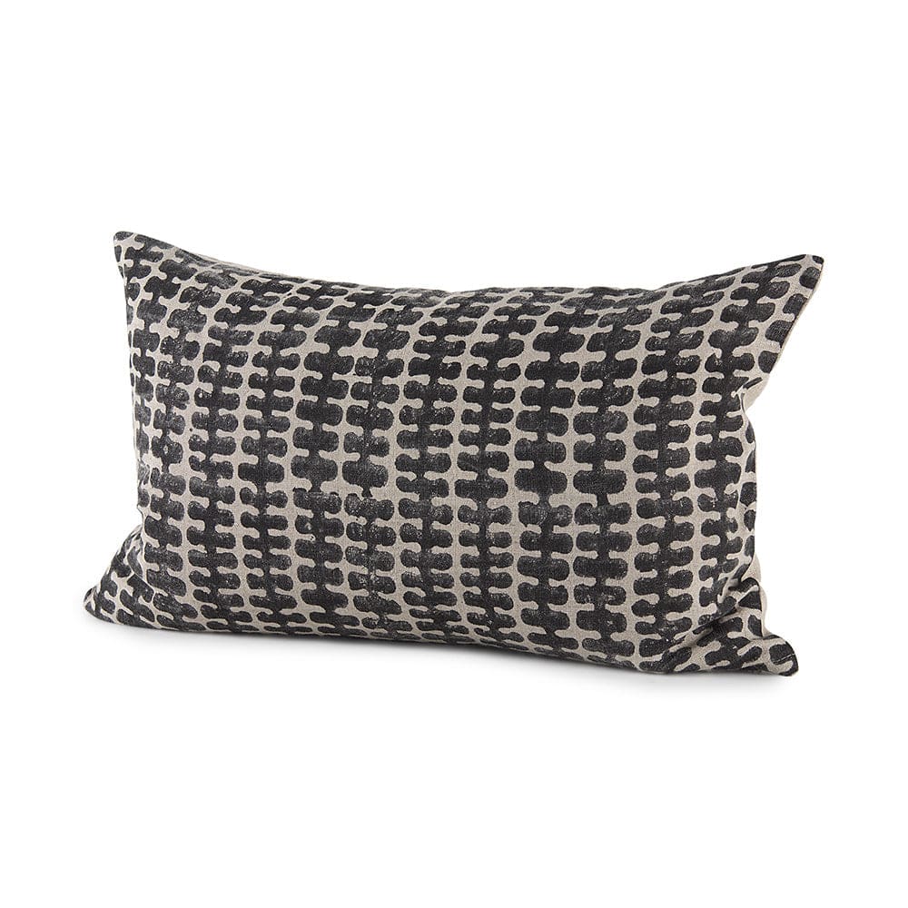 Mercana - Miriam 13L x 21W Beige and Black Fabric Patterned Decorative Pillow Cover - 69434 view 1