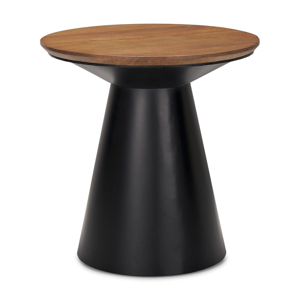 Mercana - Mitchell 22.0L x 22.0W x 23.0H Black Metal Pedetal Base with Brown Wood Top Side Table - 69908 view 1