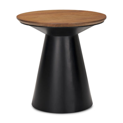 Mercana - Mitchell 22.0L x 22.0W x 23.0H Black Metal Pedetal Base with Brown Wood Top Side Table - 69908 view 1