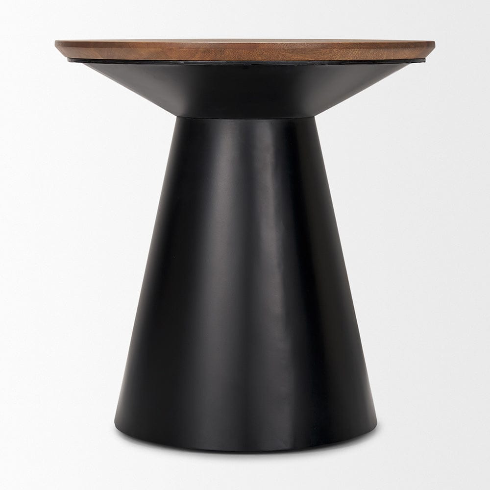 Mercana - Mitchell 22.0L x 22.0W x 23.0H Black Metal Pedetal Base with Brown Wood Top Side Table - 69908 view 2