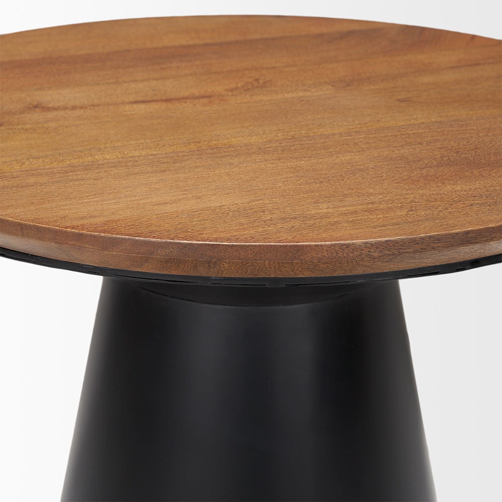Mercana - Mitchell 22.0L x 22.0W x 23.0H Black Metal Pedetal Base with Brown Wood Top Side Table - 69908 view 3