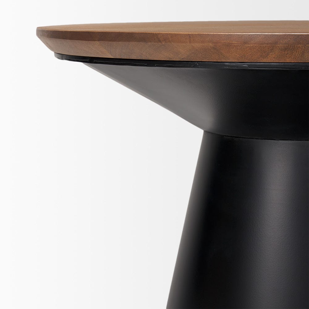 Mercana - Mitchell 22.0L x 22.0W x 23.0H Black Metal Pedetal Base with Brown Wood Top Side Table - 69908 view 4