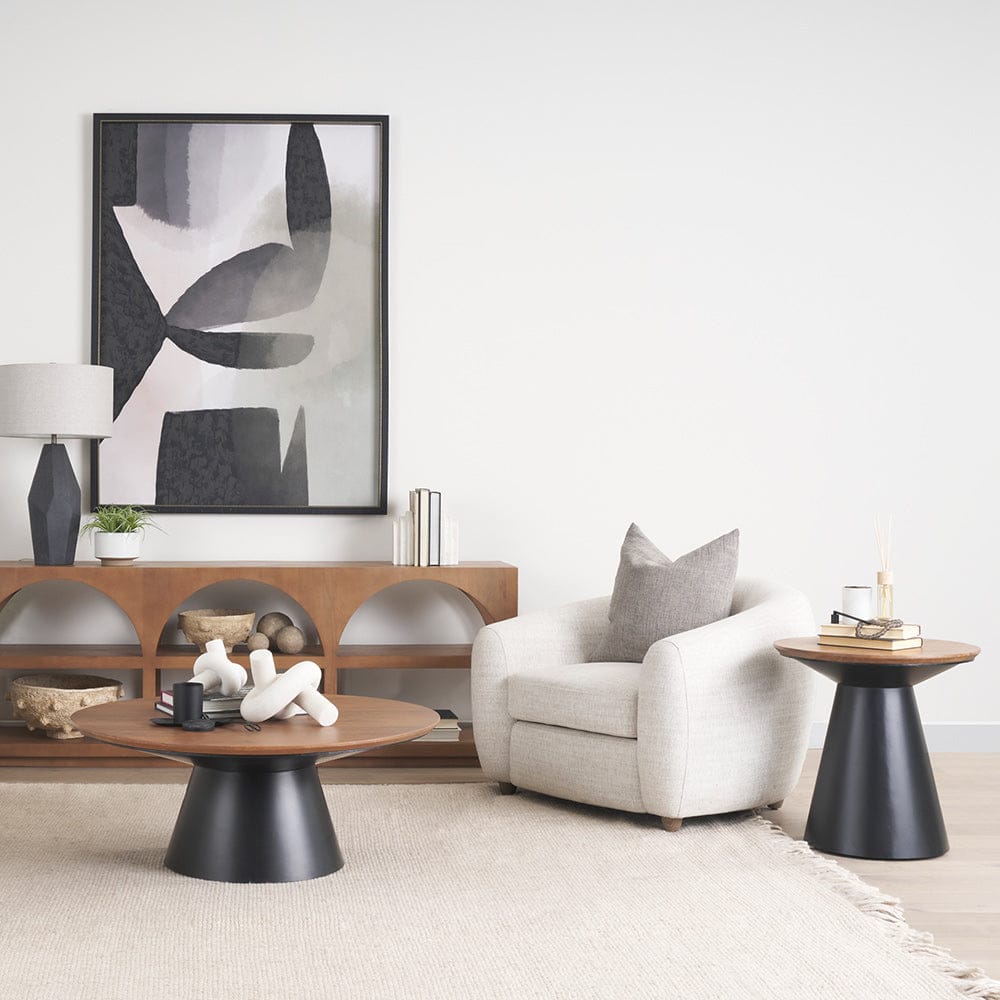 Mercana - Mitchell 22.0L x 22.0W x 23.0H Black Metal Pedetal Base with Brown Wood Top Side Table - 69908 view 7
