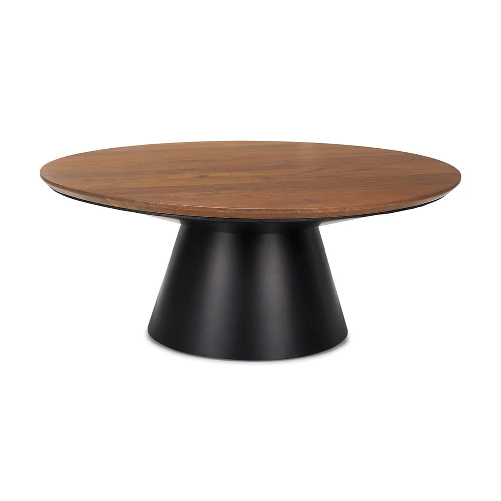 Mercana - Mitchell 40.0L x 40.0W x 16.0H Black Metal Pedestal Base with Brown Wood Top Coffee Table - 69907-AB view 1
