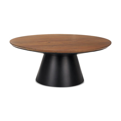 Mercana - Mitchell 40.0L x 40.0W x 16.0H Black Metal Pedestal Base with Brown Wood Top Coffee Table - 69907-AB view 1