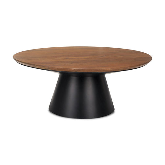 Mercana - Mitchell 40.0L x 40.0W x 16.0H Black Metal Pedestal Base with Brown Wood Top Coffee Table - 69907-AB view 1