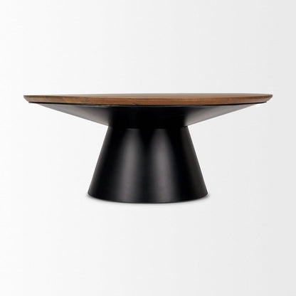 Mercana - Mitchell 40.0L x 40.0W x 16.0H Black Metal Pedestal Base with Brown Wood Top Coffee Table - 69907-AB view 2