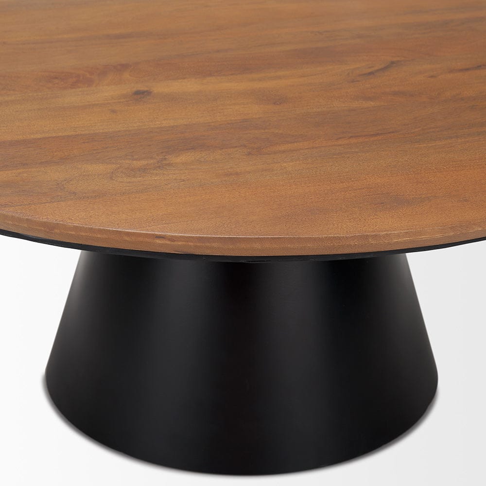 Mercana - Mitchell 40.0L x 40.0W x 16.0H Black Metal Pedestal Base with Brown Wood Top Coffee Table - 69907-AB view 3
