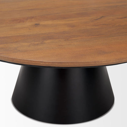 Mercana - Mitchell 40.0L x 40.0W x 16.0H Black Metal Pedestal Base with Brown Wood Top Coffee Table - 69907-AB view 3