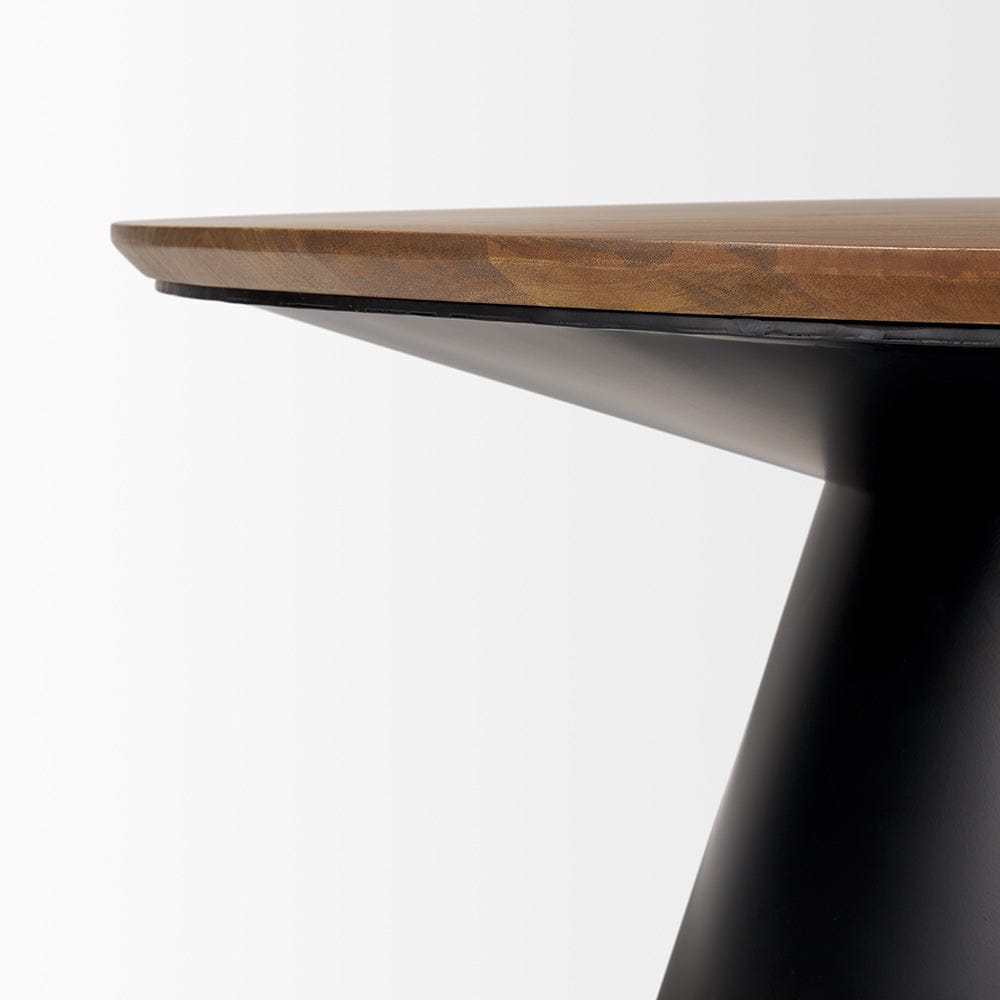 Mercana - Mitchell 40.0L x 40.0W x 16.0H Black Metal Pedestal Base with Brown Wood Top Coffee Table - 69907-AB view 4