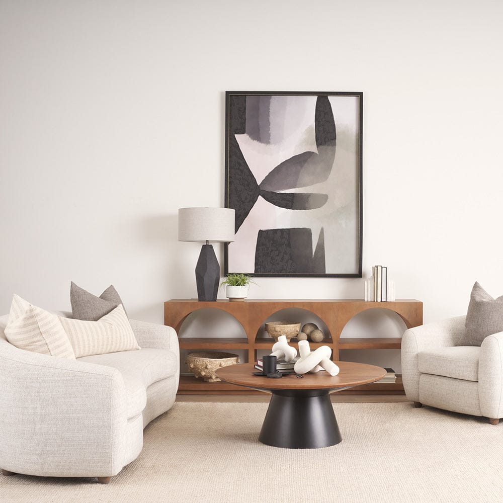 Mercana - Mitchell 40.0L x 40.0W x 16.0H Black Metal Pedestal Base with Brown Wood Top Coffee Table - 69907-AB view 7