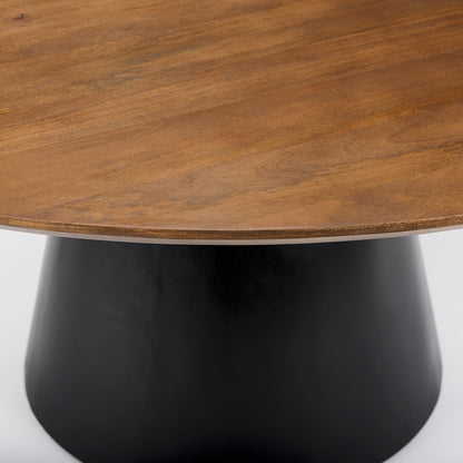 Mercana - Mitchell Black Metal Pedestal Base with Brown Wood Top Dining Table 63.0L x 63.0W x 30.0H - 69893-AB_CLOSEOUT view 3