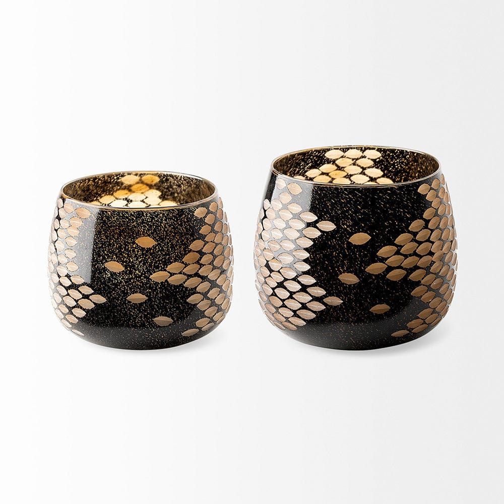 Mercana - Mojave Large Black and Gold Detail Glass Vase - 69037 view 3