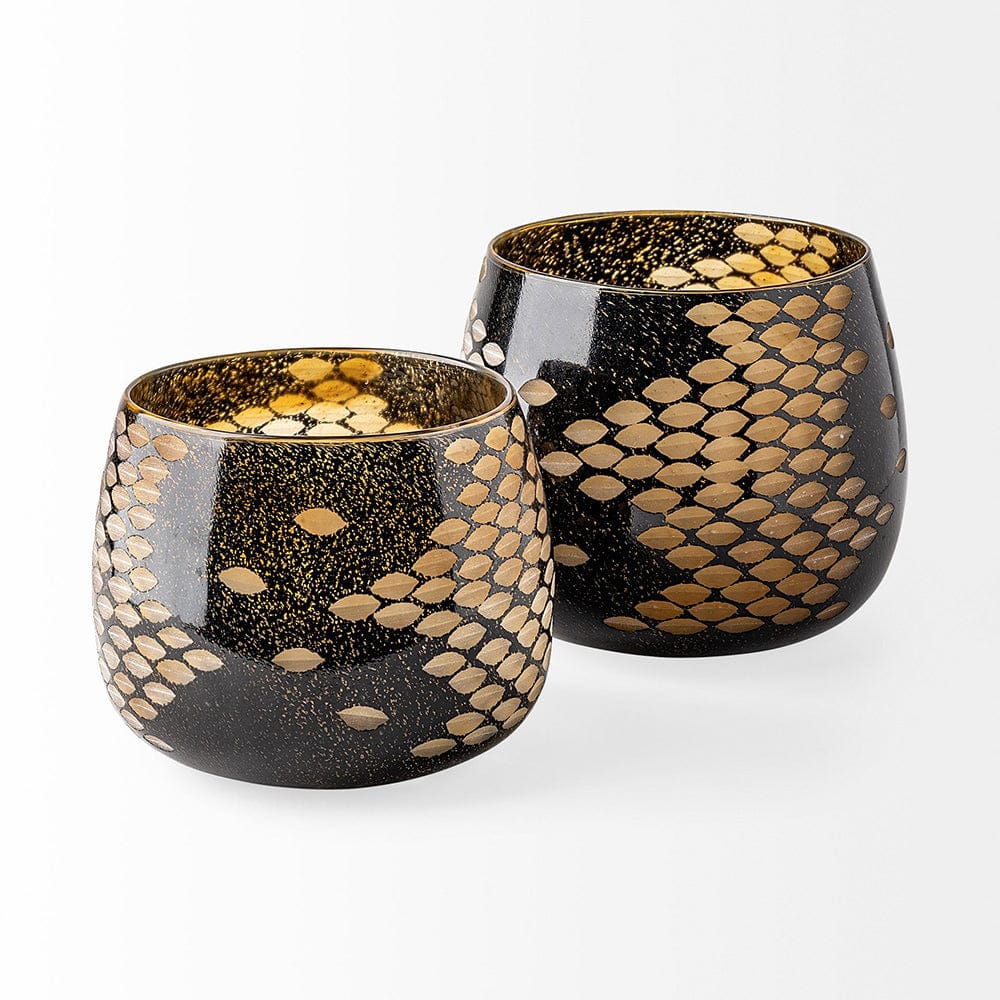 Mercana - Mojave Large Black and Gold Detail Glass Vase - 69037 view 4