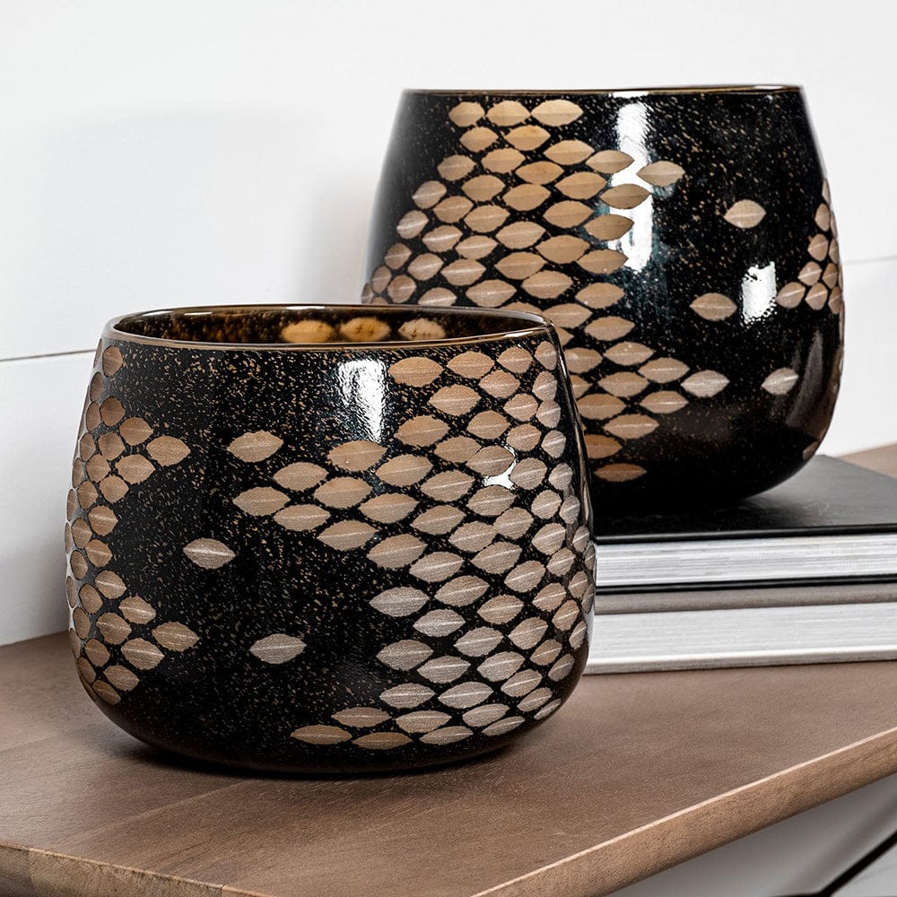Mercana - Mojave Small Black and Gold Detail Glass Vase - 69036 view 2